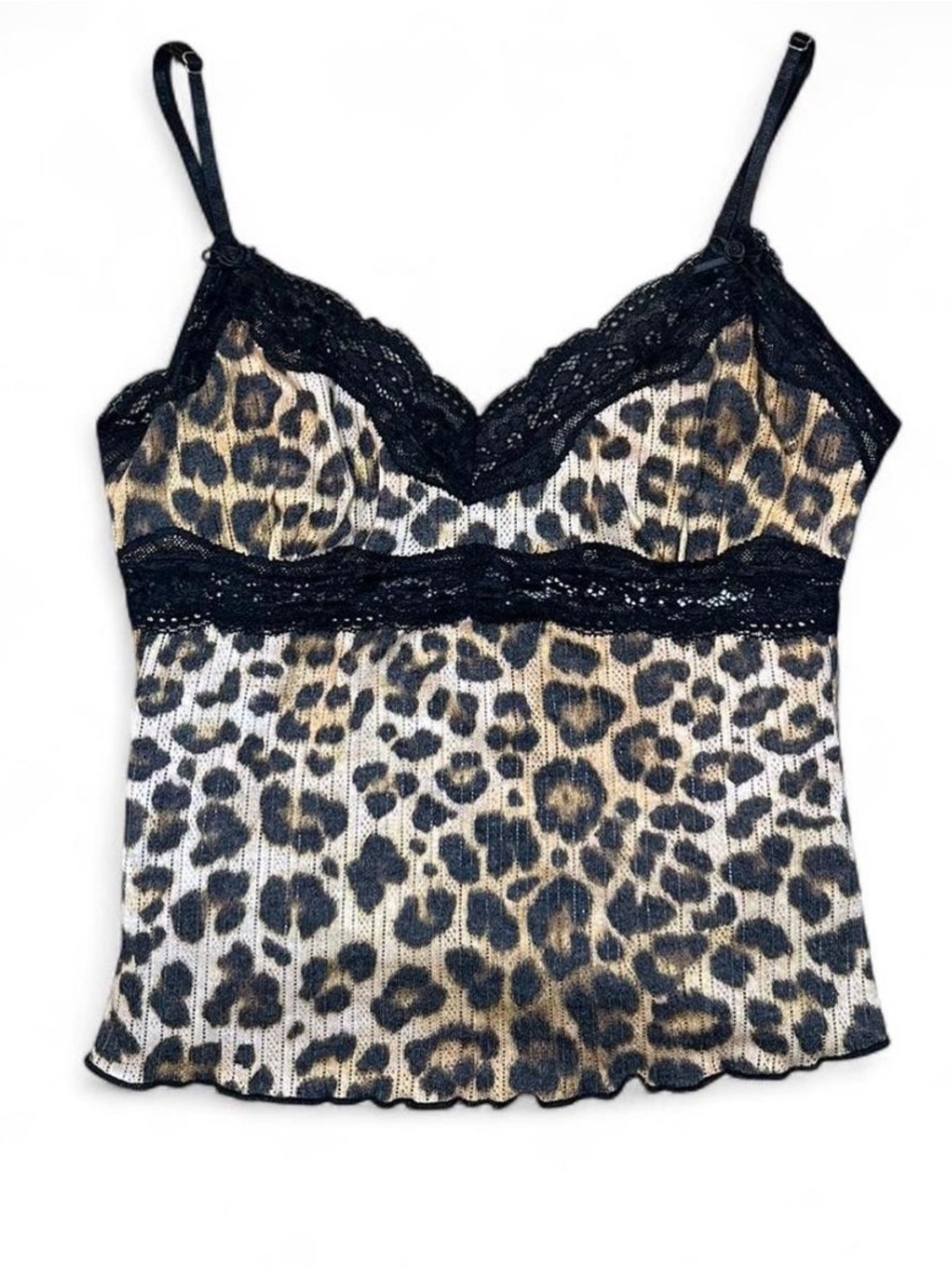 I.AM.GIA Leopard Lace-Trim Cami โ Black & Multi